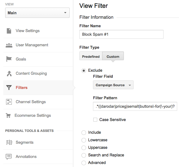 Google Analytics Referral Spam Filter