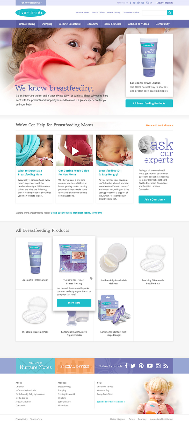 Lansinoh Breastfeeding Category Landing Page